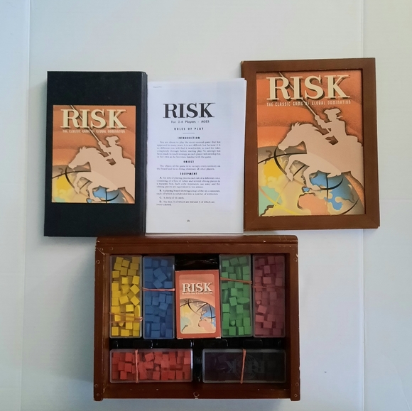 Risk Game Wood Box Global Domination, Wooden Book Shelf Box - Picture 4 of 13